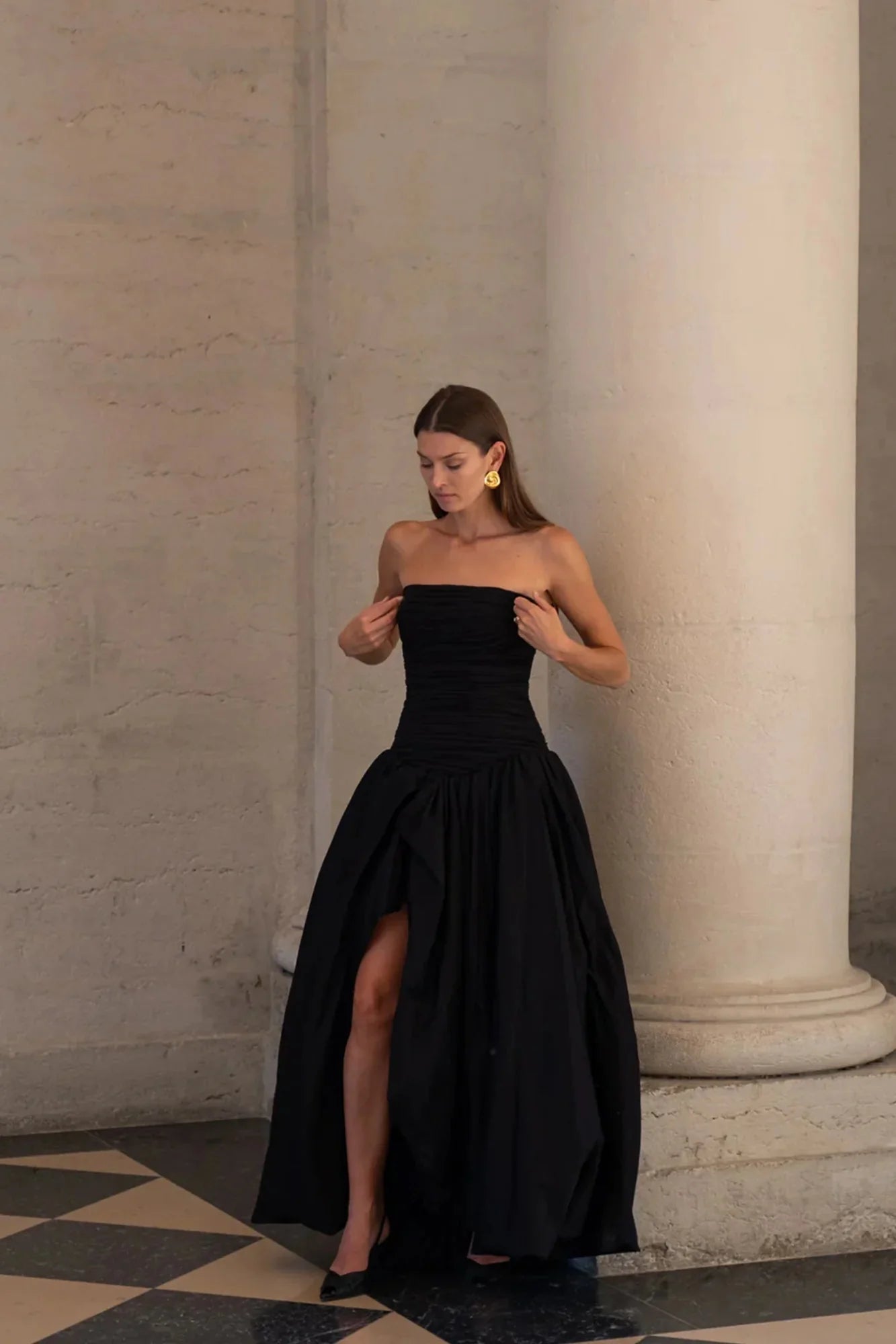 Aje Violette Bubble Hem Maxi Dress - Black