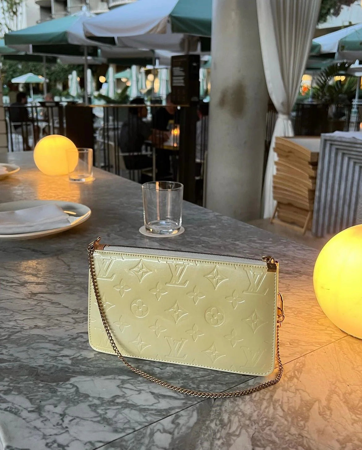 Lexington Pochette Yellow Vernis Bag Rental