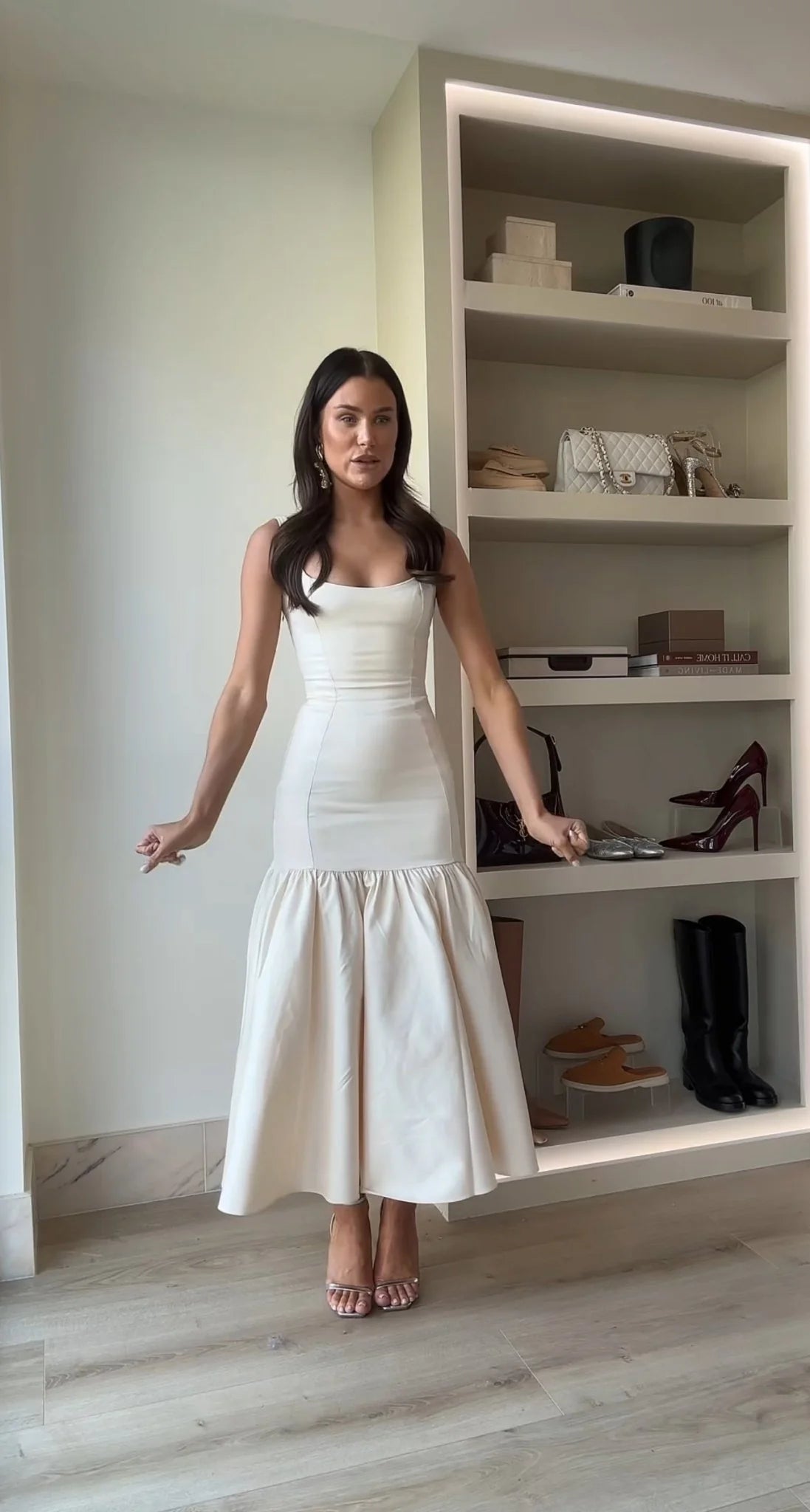House Of CB Amore Vintage Cream Dropped Waist Midi Dress