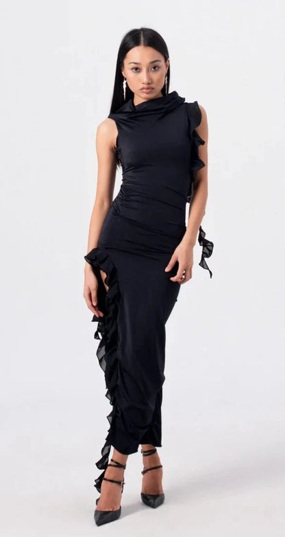 Fanci Club The Assassin Long Dress - Black