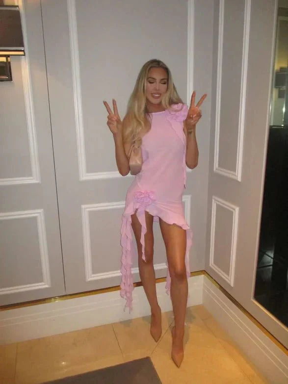 Fanci Club White Apple Cocktail Dress - Pink